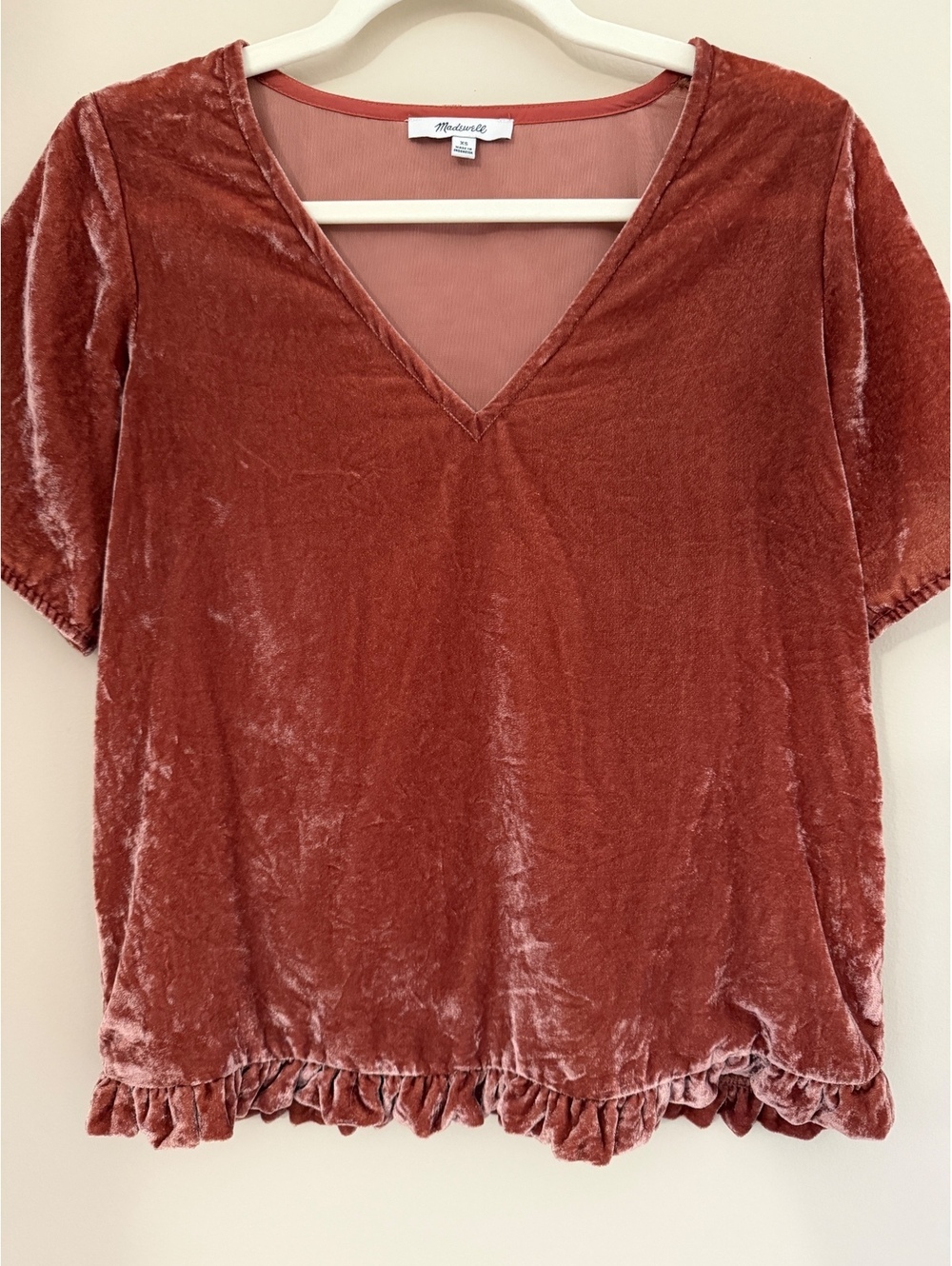 XS Madewell velour top, viscose